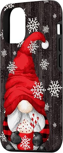 Miniatura 2 de iPhone 14 Pro Gnomo de Navidad rojo para mujeres con taza de cacao caliente lindo estuche de Navidad