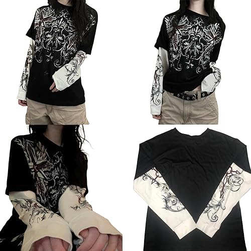 Miniatura 5 de Camisetas de manga larga con gráfico de hadas Y2k para mujer camisetas de manga larga con estampado de calavera gótica para niñas E-Girls