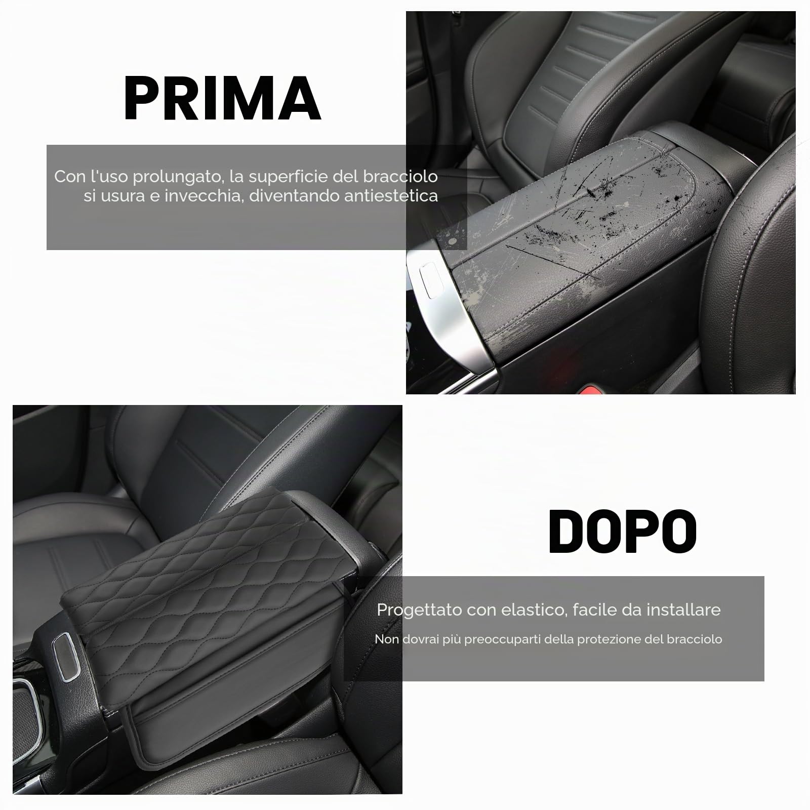 YEE PIN Coperture per bracciolo compatibili con Mercedes GLA H247/ CLA C118/ GLB X247/ EQA/EQB Coperchio del bracciolo centrale Protezione in pelle Accessorio per la console centrale