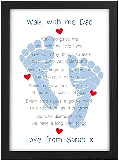 Walk with me Grandad DADDY DAD UNCLE GRANDAD PERSONALISED Christmas Birthday Fathers Day Keepsake Gifts Thank You - PERSONALISED with ANY NAMES - Framed A5 A4 Prints or 18mm Wooden Blocks