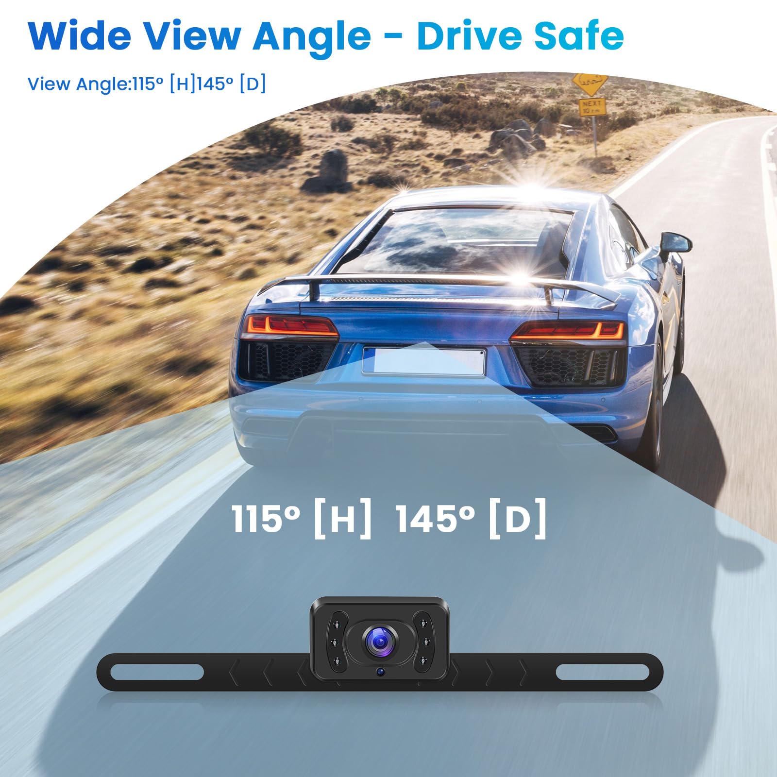 Kit Telecamera Retromarcia Wireless con monitor LCD da 5 Pollici Monitor con Schermo LCD AHD, Super Visione Notturna, Impermeabile IP69, Supporto 12V per Auto, Autobus, Camion, Rimorchi