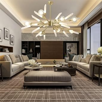 24-Light Modern Glass Globes Chandelier Gold Sputnik Chandeliers