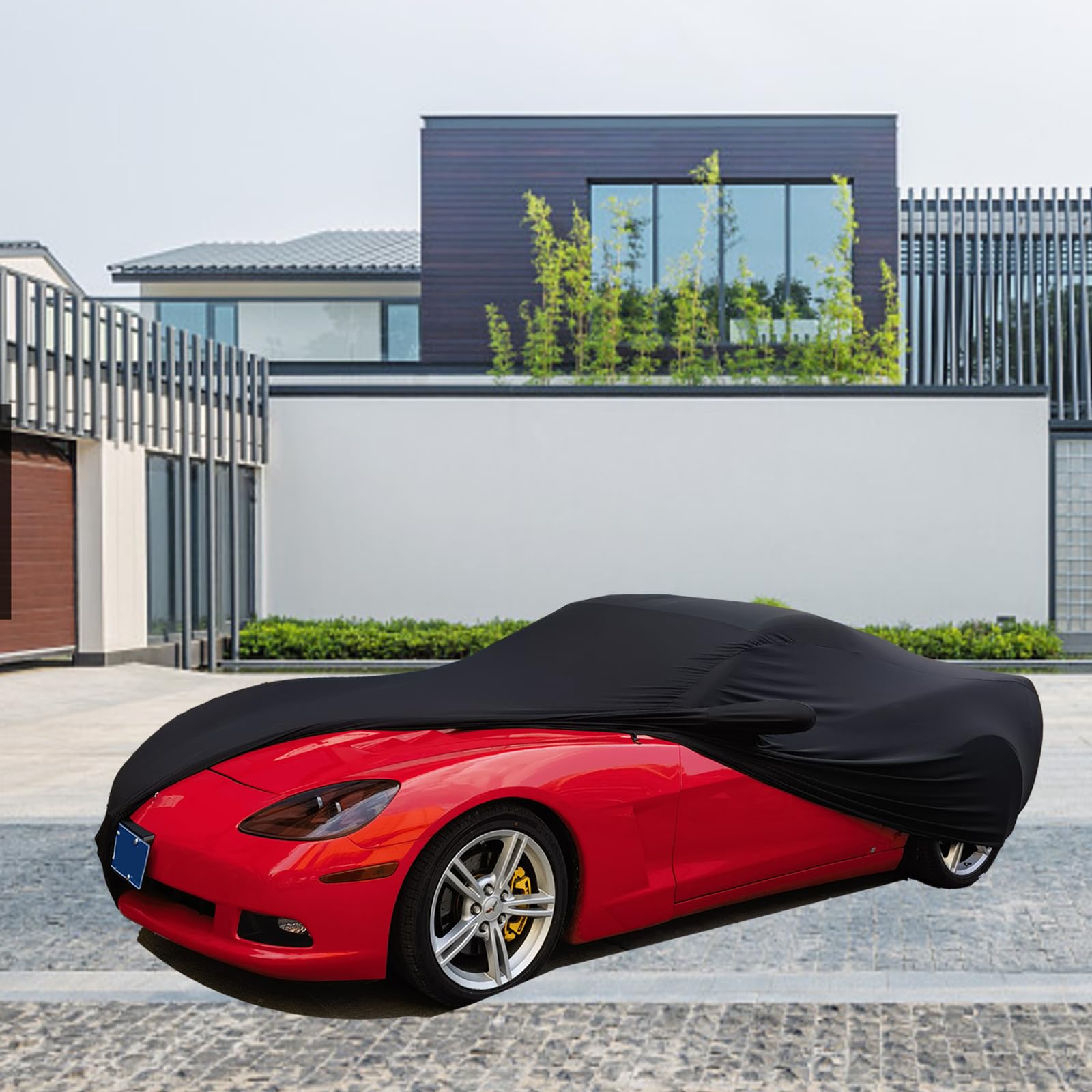 Autoabdeckung für den Innenbereich, passgenau für 2024–2020 Corvette C8, luxuriöse, weiche Stretch-Satin-Autoabdeckung, atmungsaktiv, staubdicht, für Tiefgarage, Autoshow