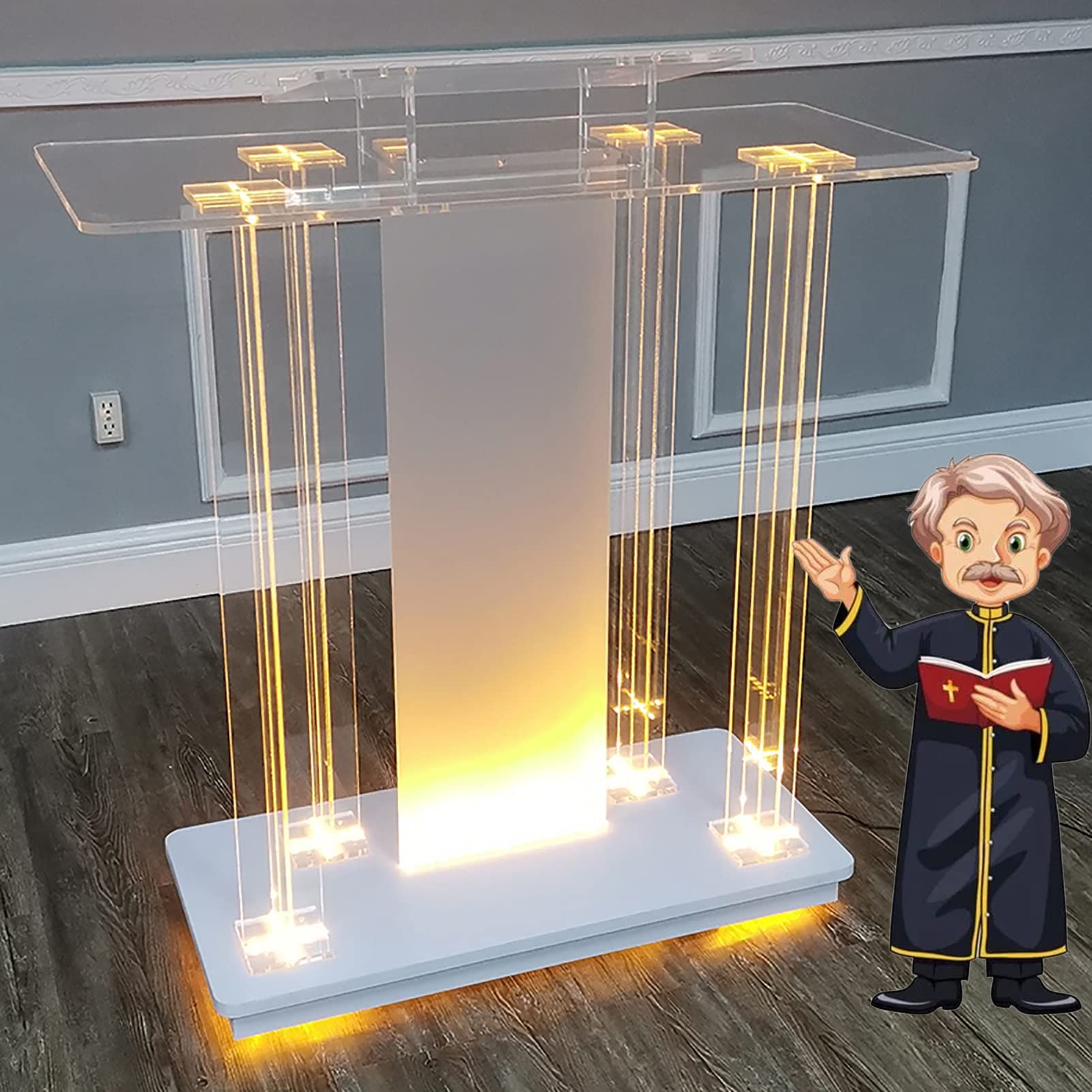 LBYDXDAcrylic Podium Church Pulpit School Event Reception Lectern Hostess Transparent Stand Desk for Speeches, Opening Ceremonies, Celebrations and Other Occasions