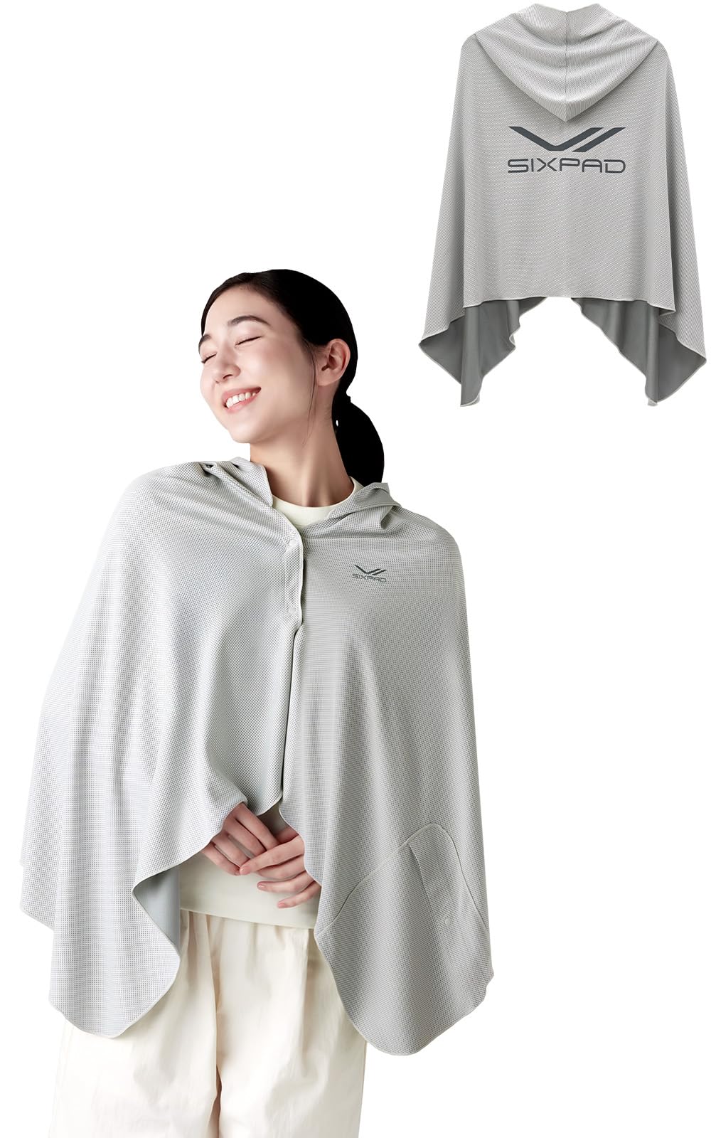 シックスパッド 冷感ポンチョ/Cooling Hooded Poncho (グレ…