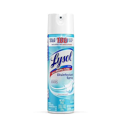 Lysol Spray desinfectante desinfectante y antibacteriano para desinfectar y desodorizar lino crujiente 19 onzas líquidas