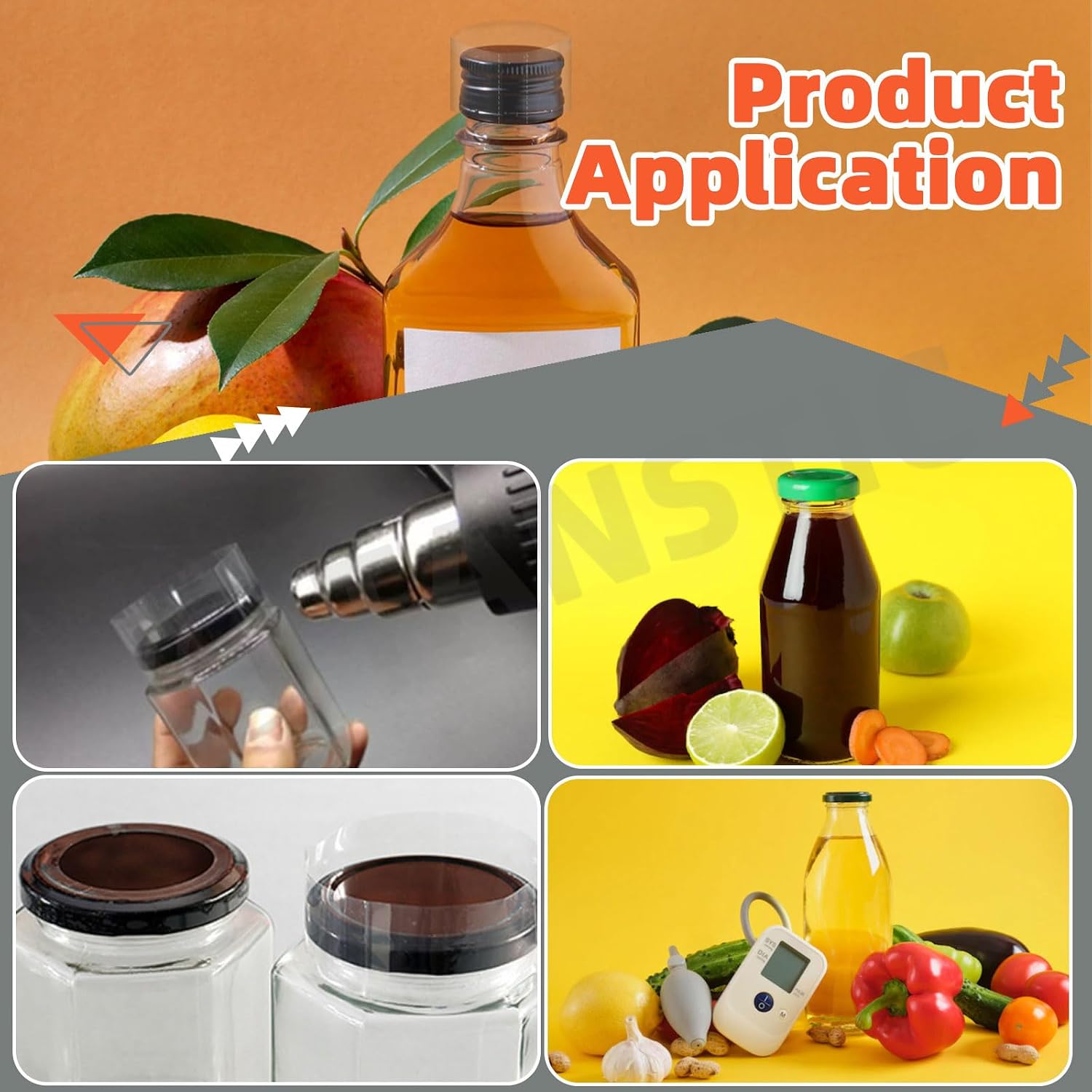 Tanstic 1200Pcs PVC Clear Perforated Shrink Band for Jars, 6 Sizes Heat Shrink Wrap Bands Shrink Seal Bands for Bottles Jars Seal (200Pcs of Each Size)