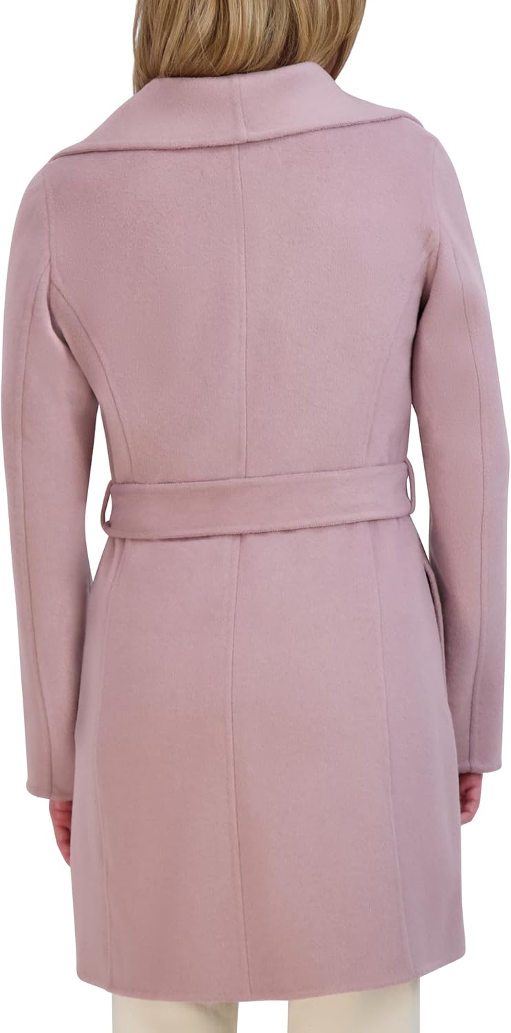 TAHARI Women's Double-faced Luxury Soft Wool Blend Peacoat- Wrap Wool Coat With Removable Belt - Image 4