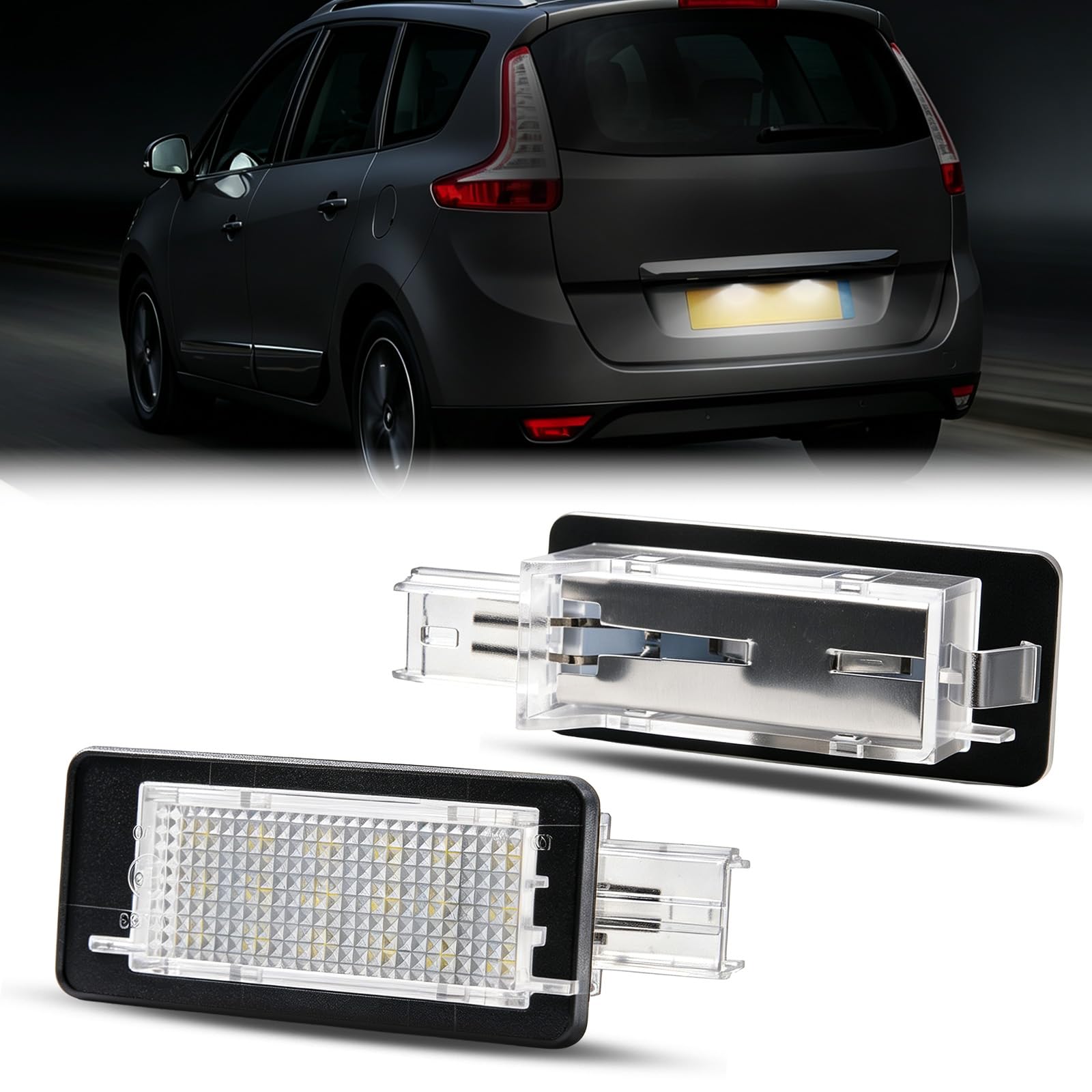 Luci Targa a LED per Renault Espace Scenic Laguna Fluence Captur Modus Dacia Duster Lodgy Logan MCV, Lampada Targa a LED