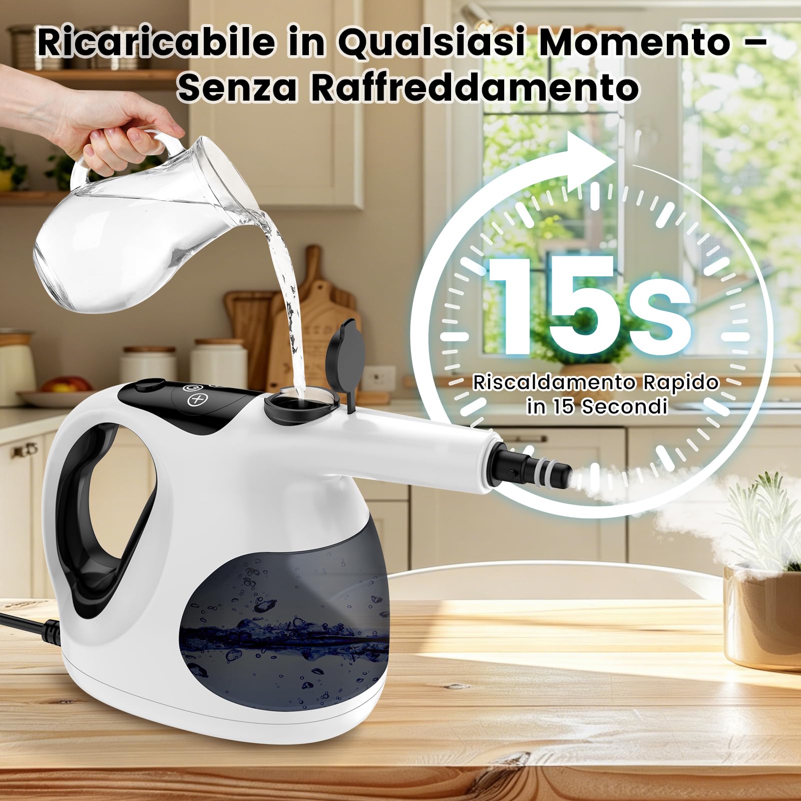 Granarbol 1200 W Pulitore a Vapore,400 ml Pulitore a Vapore Portatile