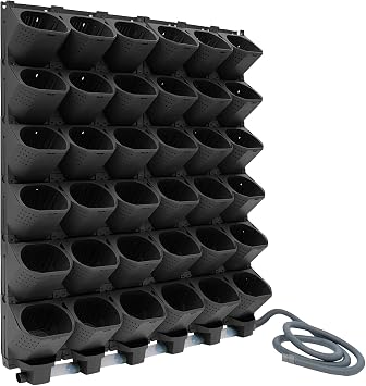 Vertical Flower Pot 36 Pockets Plant Wall with Watering System Black