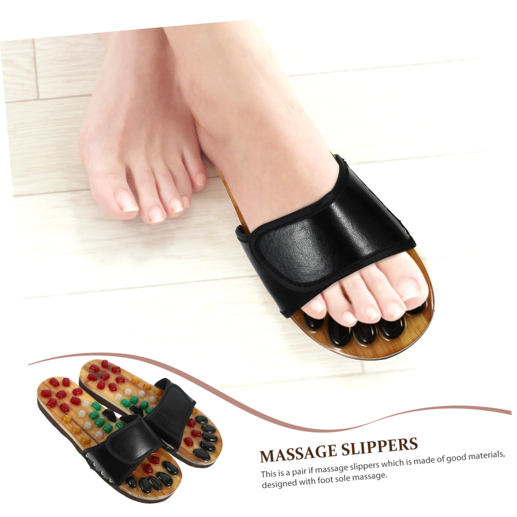 Akupressur Massage Sandalen zum Hineinschlüpfen, Schwarz 43-44