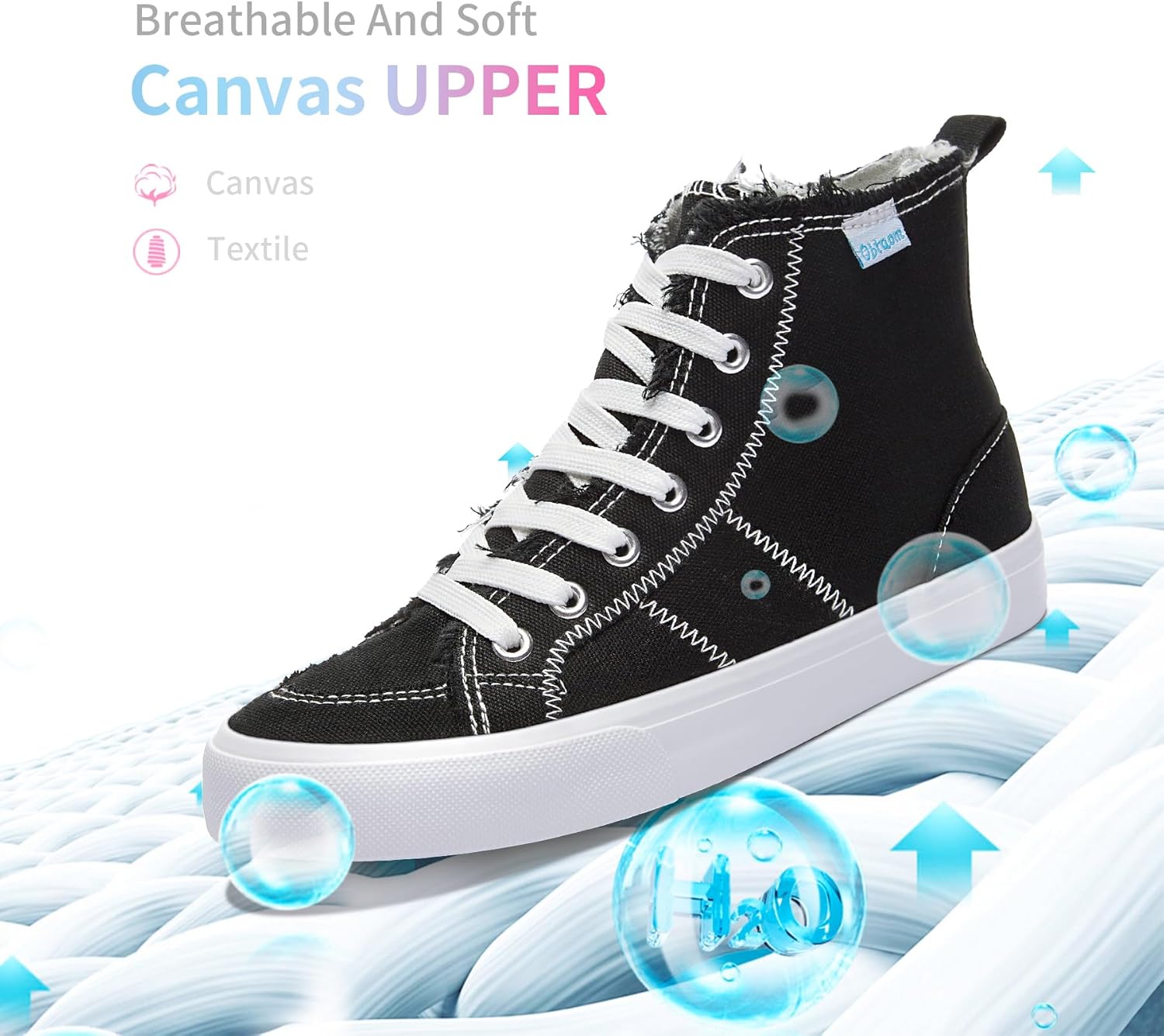 Obtaom Womens/Mens high top Canvas Shoes Play mid Calf Fashion Sneaker Casual lace up hi top Washed Canvas Shoes - Image 4