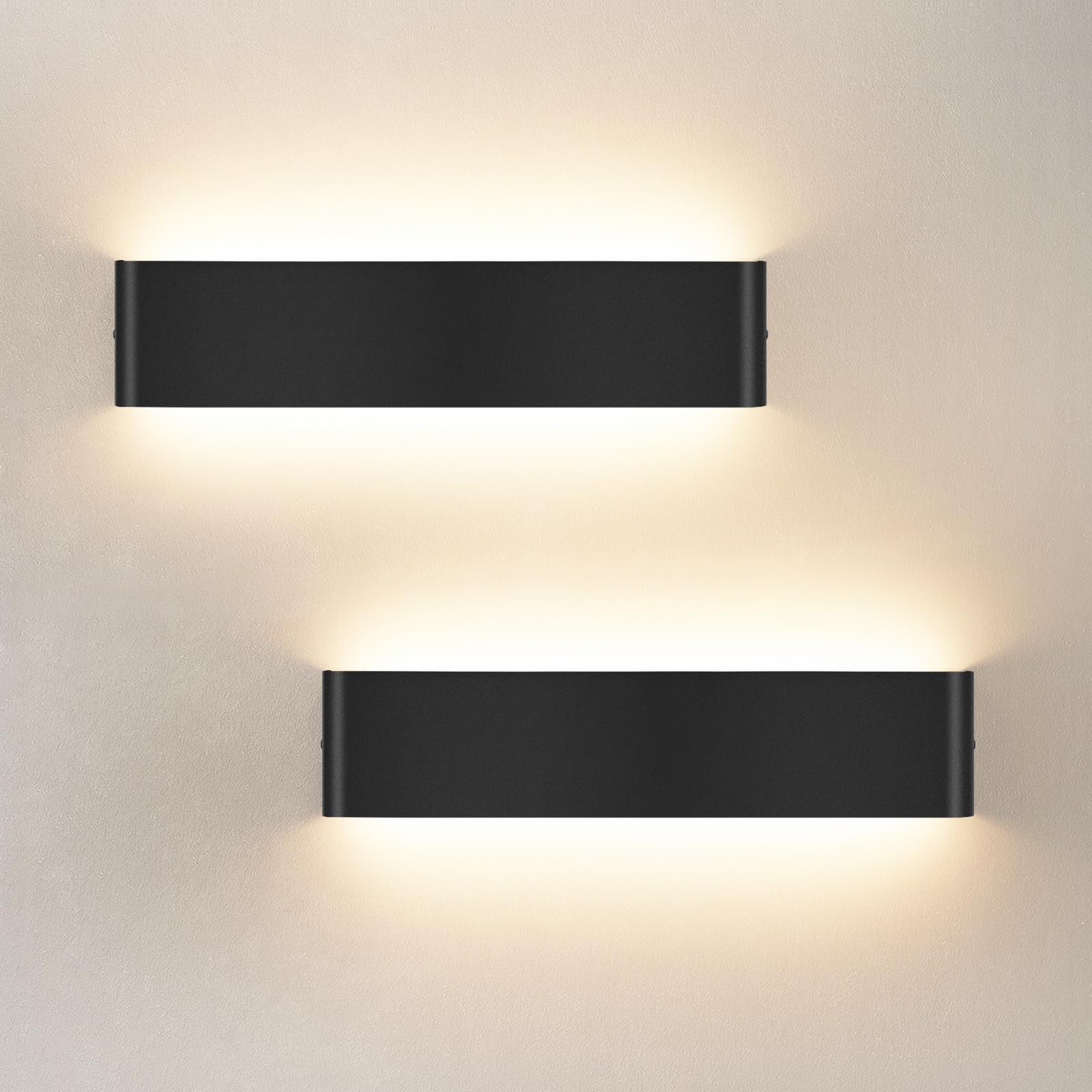 2 Pack Aplique de pared interior 40 cm, aplique de pared 18 W con Up Down Source, 3000 K Lámpara LED moderna, apliques de pared de aluminio, iluminación de pared para porche pasillo patio