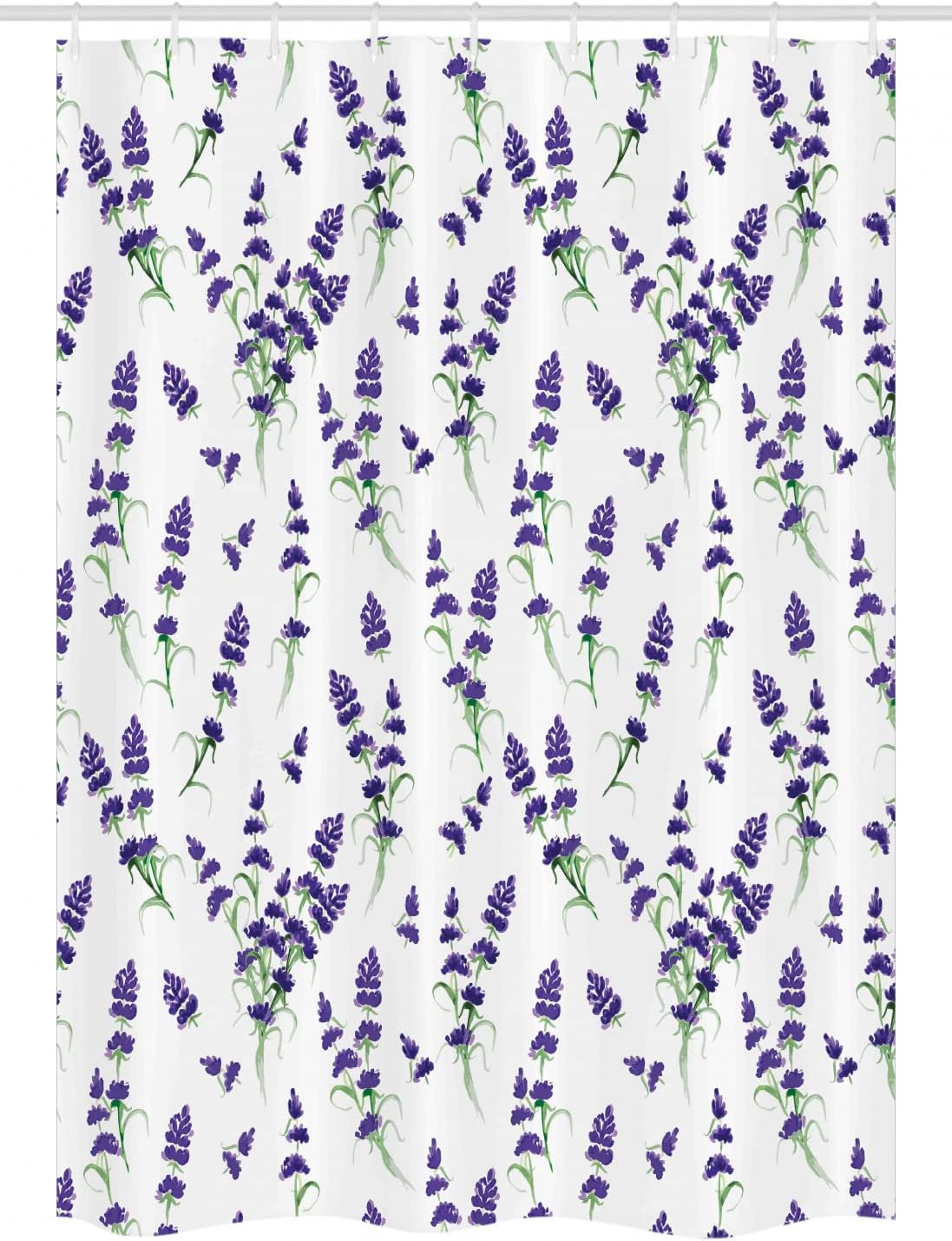 Ambesonne Flower Stall Shower Curtain, Watercolor Lavender Flowering Fragrant Pale Plant Essential Oil Extract Temperate, Fabric Bathroom Decor Set with Hooks, 54" W x 78" L, Violet Green