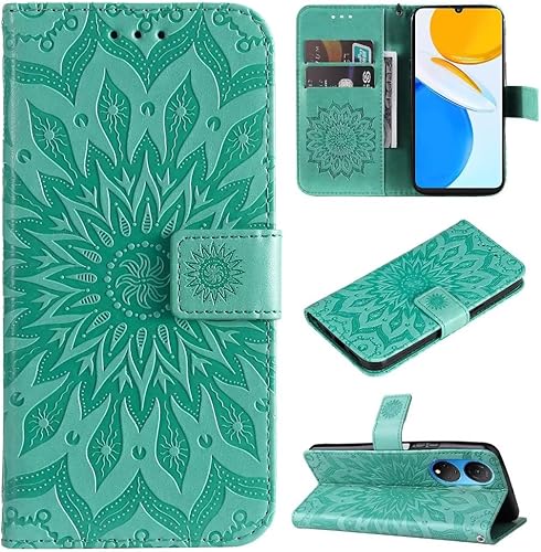 Funda para Huawei Honor X7, ZXL girasol en relieve de piel sintética con correa de muñeca para tarjetas, ranuras para tarjetas, funda protectora a