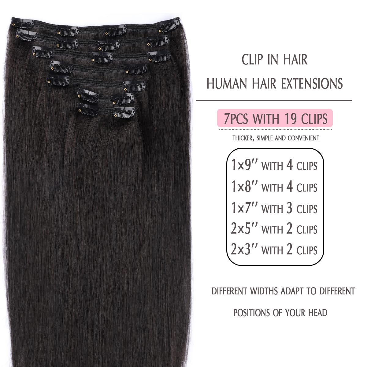 SURNEL Extensiones Clip Pelo Natural 100g 35cm 6 Piezas Castaño Chocolate Extensiones De Clip De Humano Real Extensiones Pelo Natural Remy (C#4-35cm) — view 66