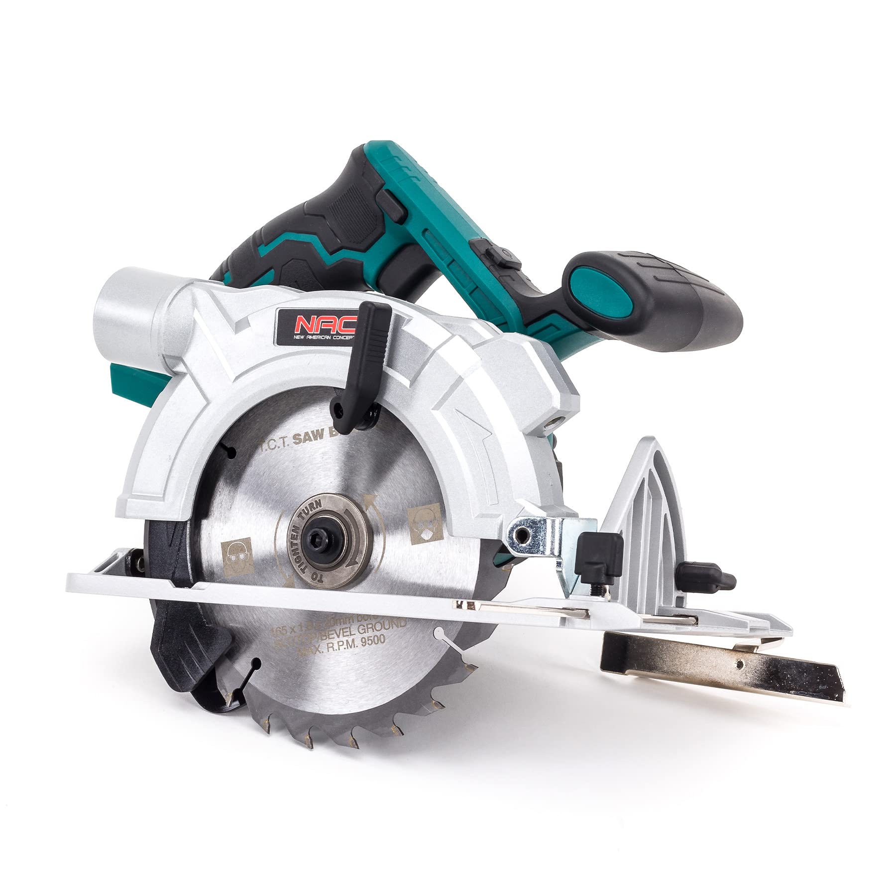 NAC NEW AMERICAN CONCEPT Sierra Circular Manual con Láser de Guía - Sierra Circular a Batería con Sistema de Extracción de Polvo y Virutas - Sierra de Inmersión sin Baterías ni Cargador