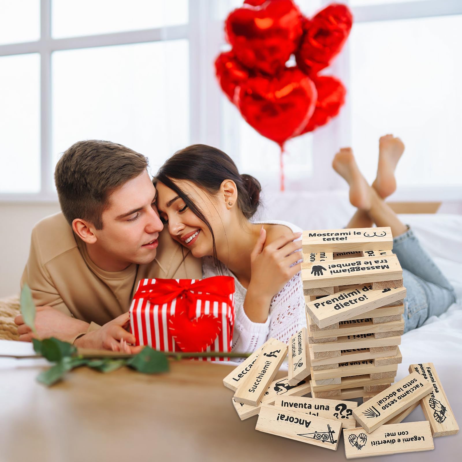 FOGARI Italiano Gioco Super Naughty Block Tower (48 pezzi),Lust Tower,Giochi Erotiici Coppie,Giochi di Coppia for Adulti,Erotiici, hot per coppie adulti - B