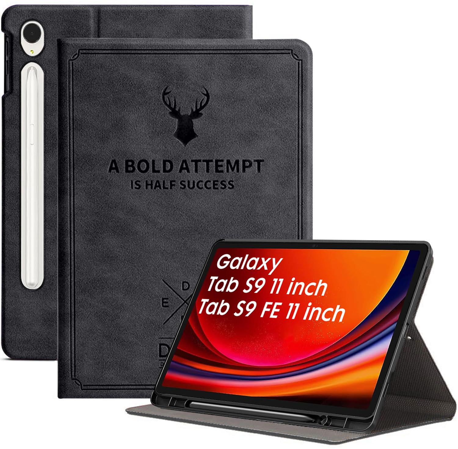 Robustrion Cover for Samsung Tab S9 11 inch/Samsung Tab S9 FE Cover Case 10.9 inch, Deer Flip Case Cover with [S Pen Holder] for Samsung Galaxy Tab S9 / S9 FE Tablet [Auto Sleep Wake] - Black (B0CHW17C66) Amazon Price History, Amazon Price Tracker