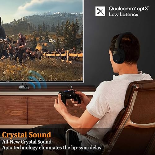 Miniatura 5 de 1Mii Transmisor Bluetooth 5.3 para TV a 2 auriculares inalámbricos, adaptador Bluetooth de largo alcance de 100 pies para TV aptX Adaptive y control