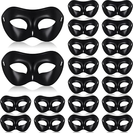20 Pack Black Masquerade Masks Venetian Style Mardi Gras Costume Accessories for Men & Women