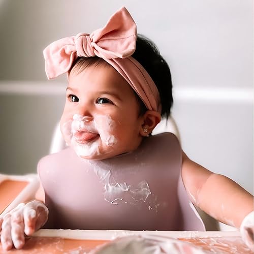 Miniatura 8 de Moonkie Juego de 2 baberos de silicona para bebé, sin BPA, suaves, ajustables, impermeables, para bebés y niños pequeños (étersalvia)