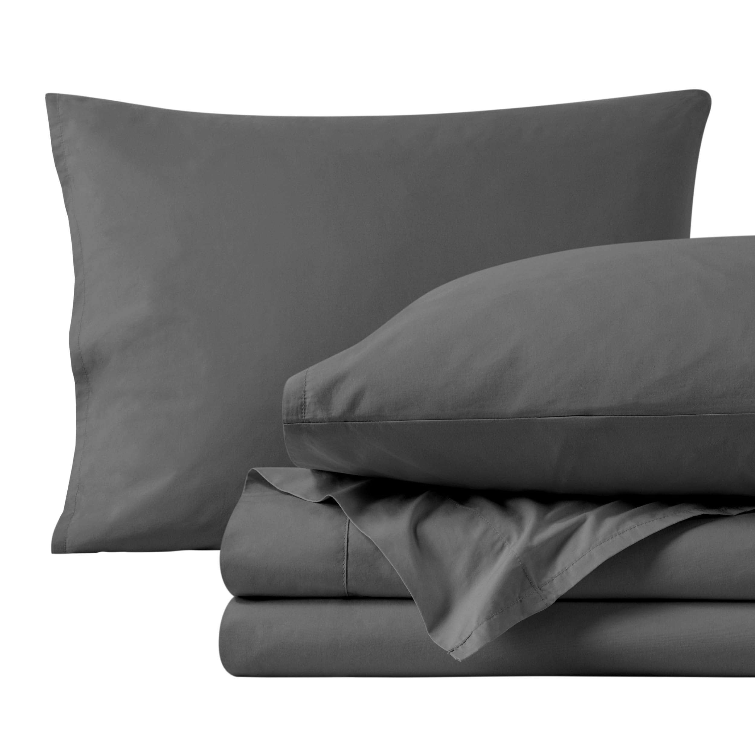 Bare Home 100% Organic Cotton Split Head Flex King Sheet Set - Crisp Percale Weave - Cool, Breathable, and Hypoallergenic - FlexTop King - Bedding Sheets & Pillowcases (Split Head Flex King, White)