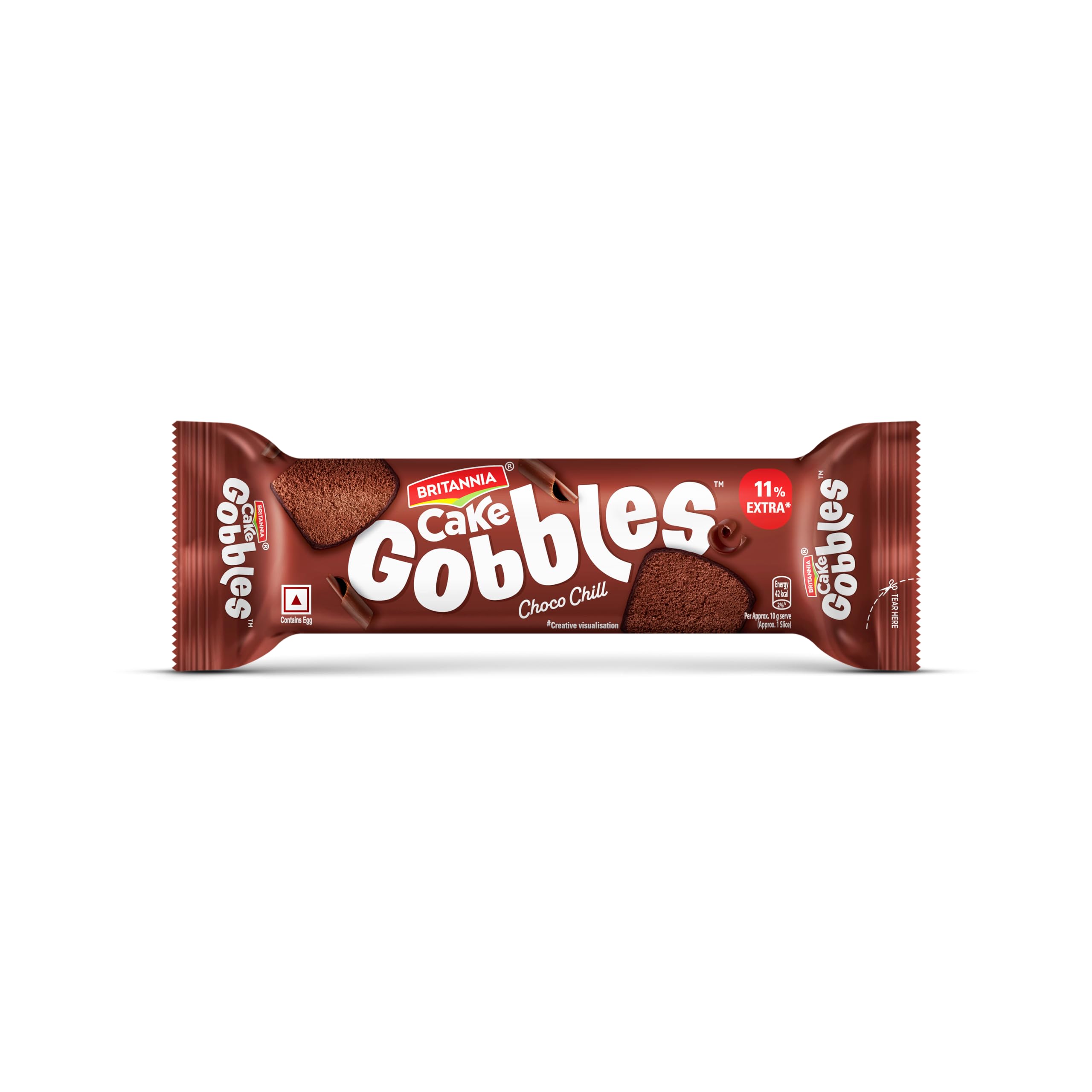 Britannia Gobbles Cake Gobbles 100% Veg Bar Cake Chocolate, 55 G/60 G (Weight May Vary)