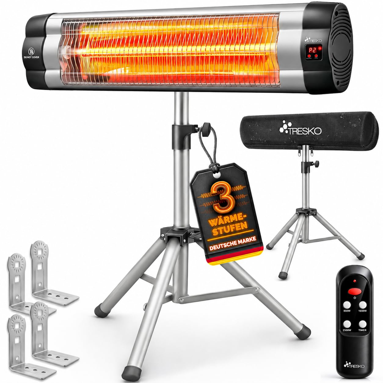 infrarot heizstrahler zelt TRESKO® 2500W mit Fernbedienung für Innen & Außen | Wärmestrahler Terrasse mit höhenverstellbarem Stativ | Terrassenstrahler elektrisch 3 Heizstufen Goutime Easy Pop Up Freischalten Color:Ocean Camo (Out of Stock)