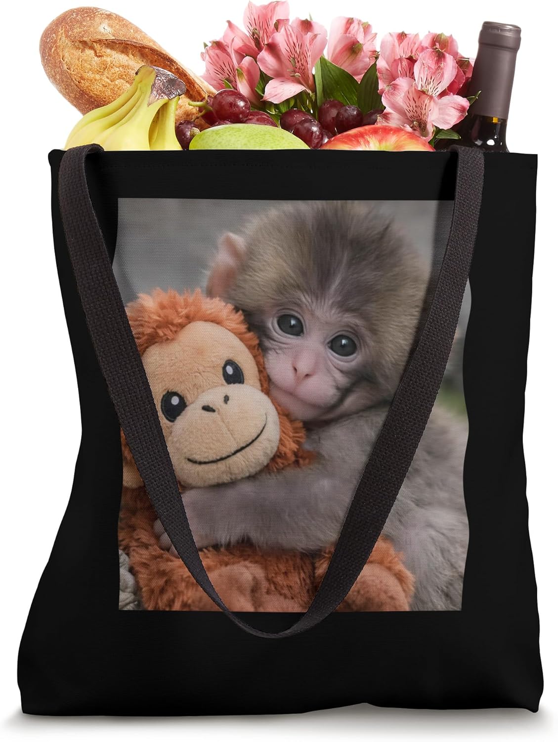 Cute Baby Monkey Punch Tote Bag