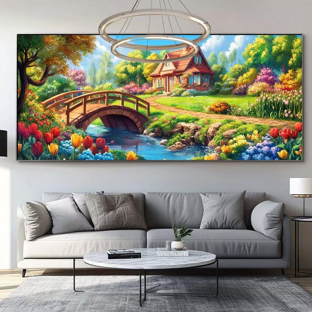 Diament Malarstwo Ogród Diament Malarstwo Dorosły Duży Format 70x180cm Krajobraz Haft Diamentowy Pełny zestaw, 5D Aktywność Ręczna Dorosły Diament Malarstwo Rhinestone Ścieg krzyżykowy, Dekoracje