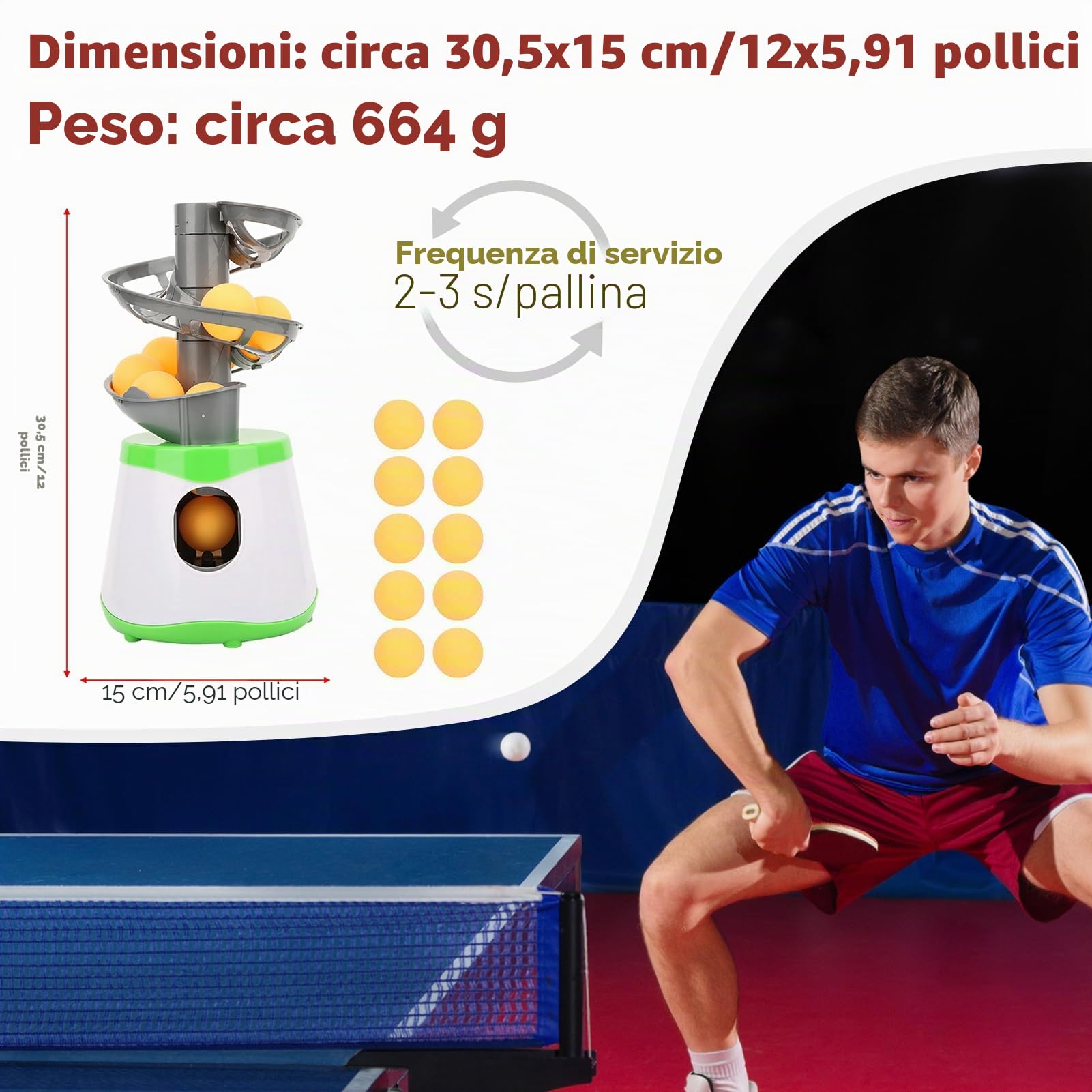 Robot automatico da ping pong, allenatore automatico di palline da ping pong, lanciatore automatico di palline da ping pong, dispositivo di allenamento per allenamento professionale e domestico