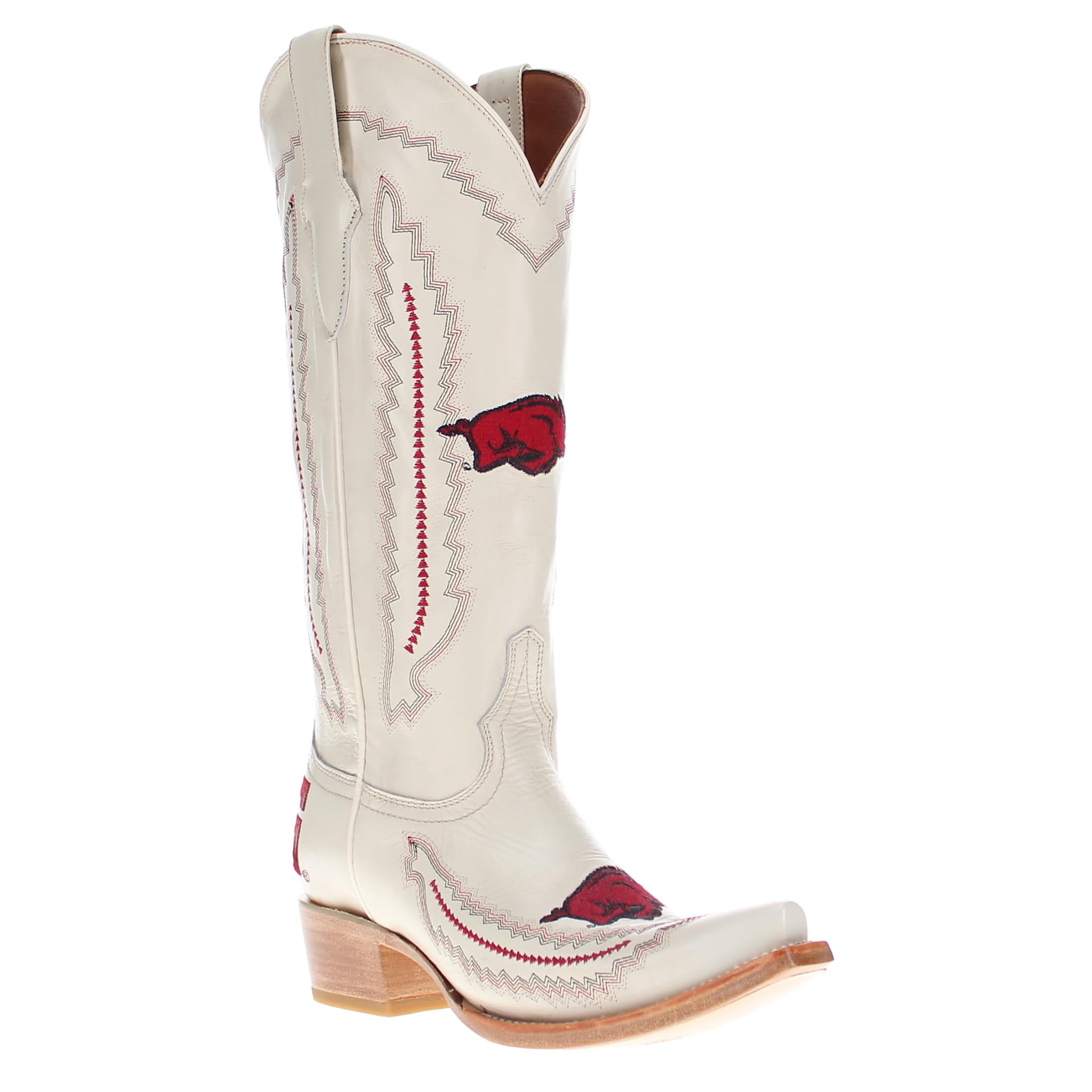 Vaccari Womens Naomi Genuine Leather NCAA League Embroidery Snip Toe Cowgirl Boots