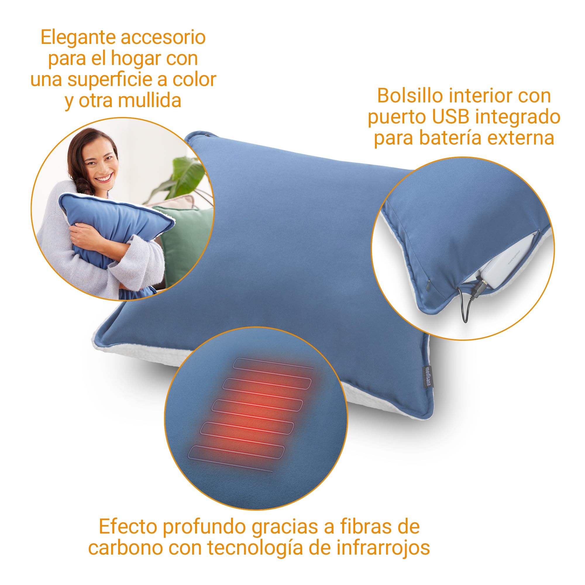 medisana HC 150 manta electrica con calor infrarrojo, almohadilla electrica | con desconexión automática para espalda, hombros, cuello, manta eléctrica e inalámbrica para casa y de viaje