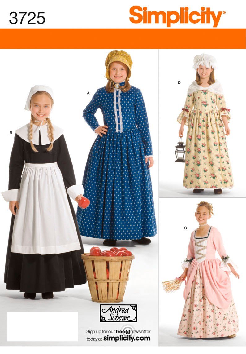 Simplicity Girls White Sewing Pattern 3725 Hh Child And Costumes
