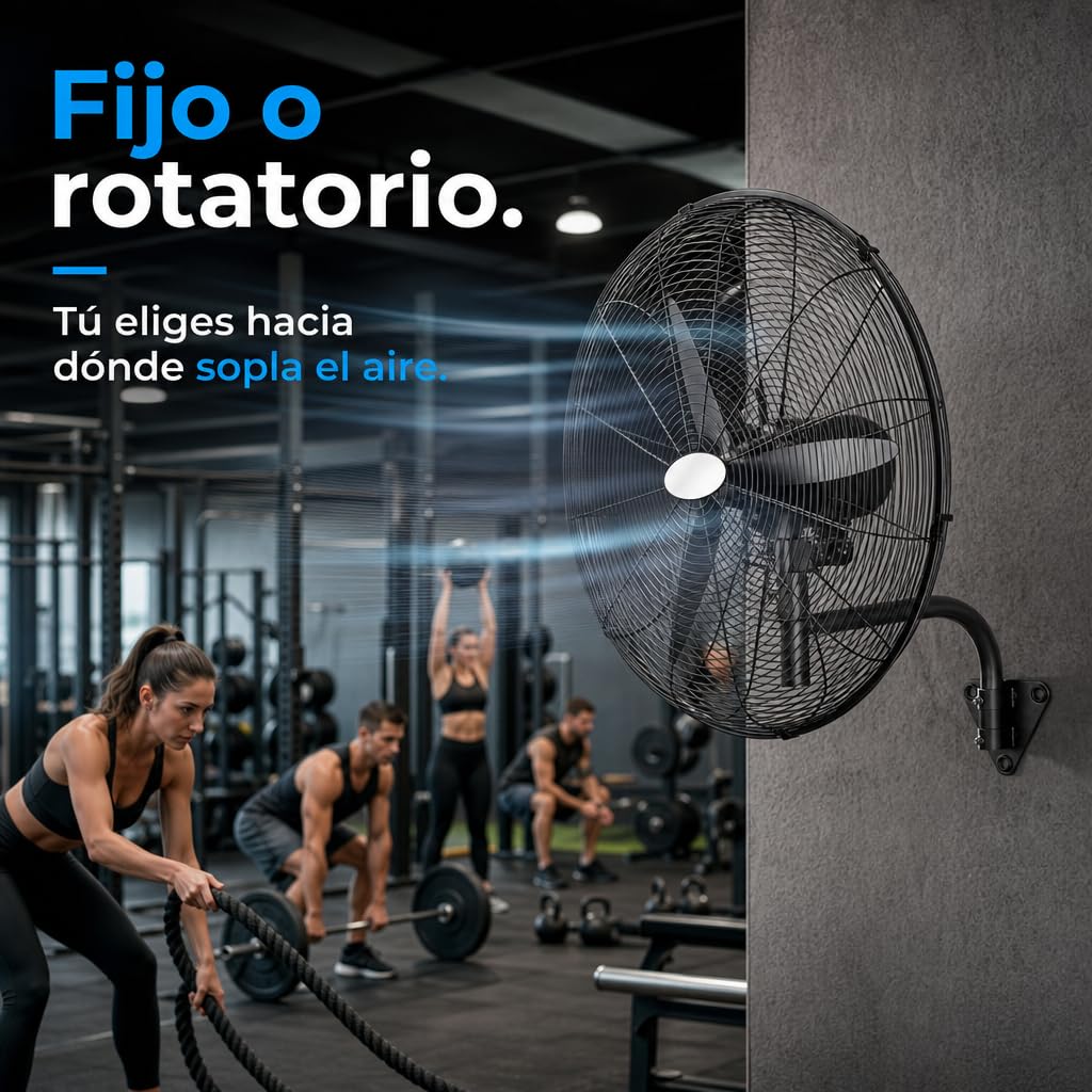 Ventilador de Pared Industrial 280W, 3 Velocidades, Diámetro 81cm