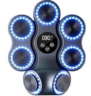 Máquina de Boxeo Música Adulto, 9 Modos de Velocidad Maquina Boxeo Musical Pared con Guantes de Boxeo, LED Luces Maquina de Boxeo Bluetooth y Recuento Inteligente y Luces al Ritmo de la Música