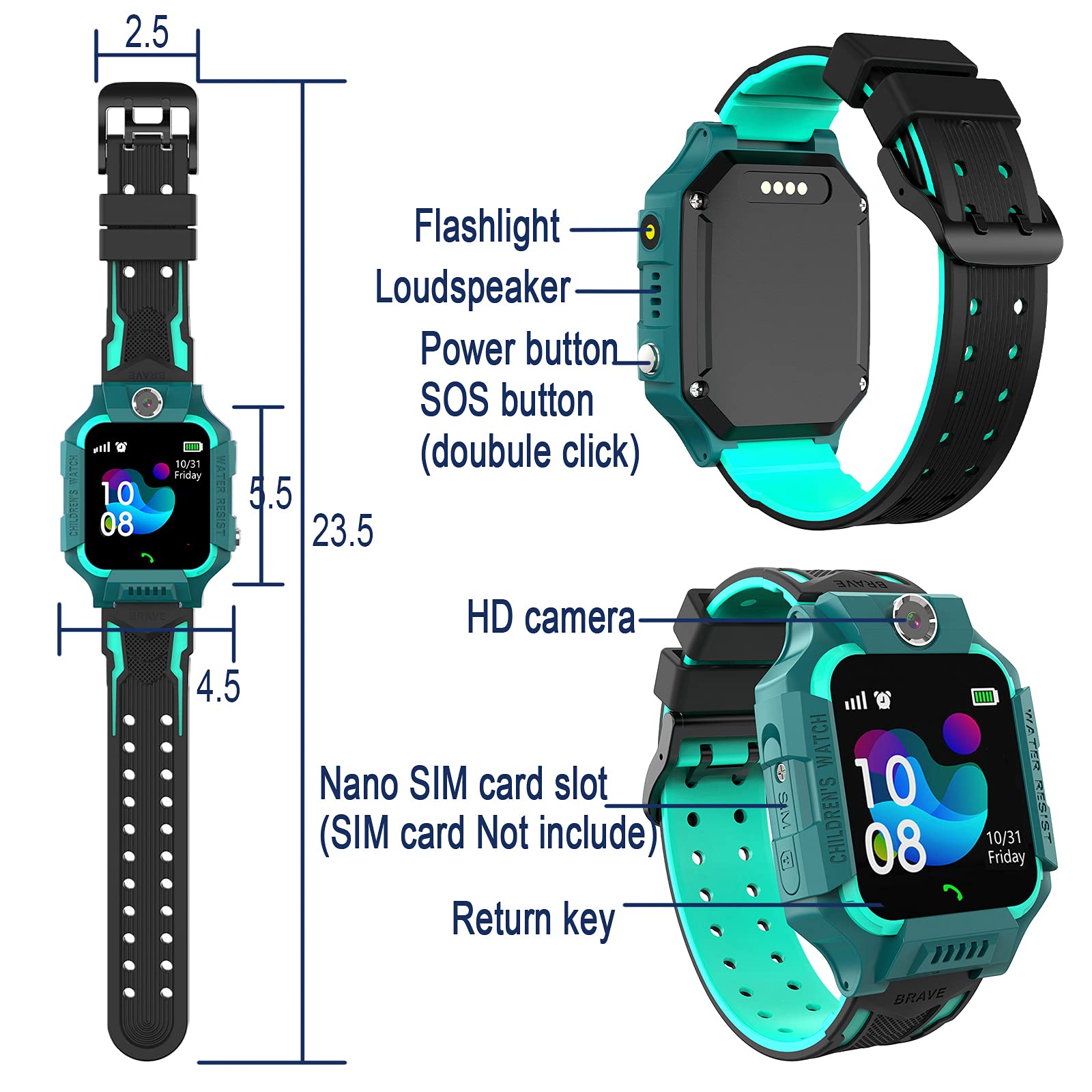 PTHTECHUS Reloj Inteligente Niños, Smartwatch con Llamadas, Pulsera Inteligente Juegos Música Cámara Podómetro Linterna Despertador Calculadora, Estudiantes Niño Niña Regalos de Cumpleanos (Azul)