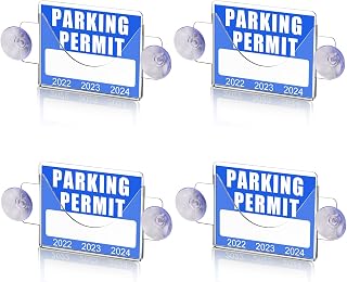 4 Pack Parking Permit Holder for Car Windshield,Acrylic Pass Holder with Strong Suction Cup,Clear Parking Tag Holder for Parking Permit,Vehicle Permit,Toll Pass,Name Card(4x3in)