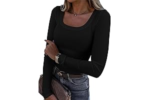 Black Long Sleeve Tops Fitted T-Shirt Versatile Wardrobe Staple