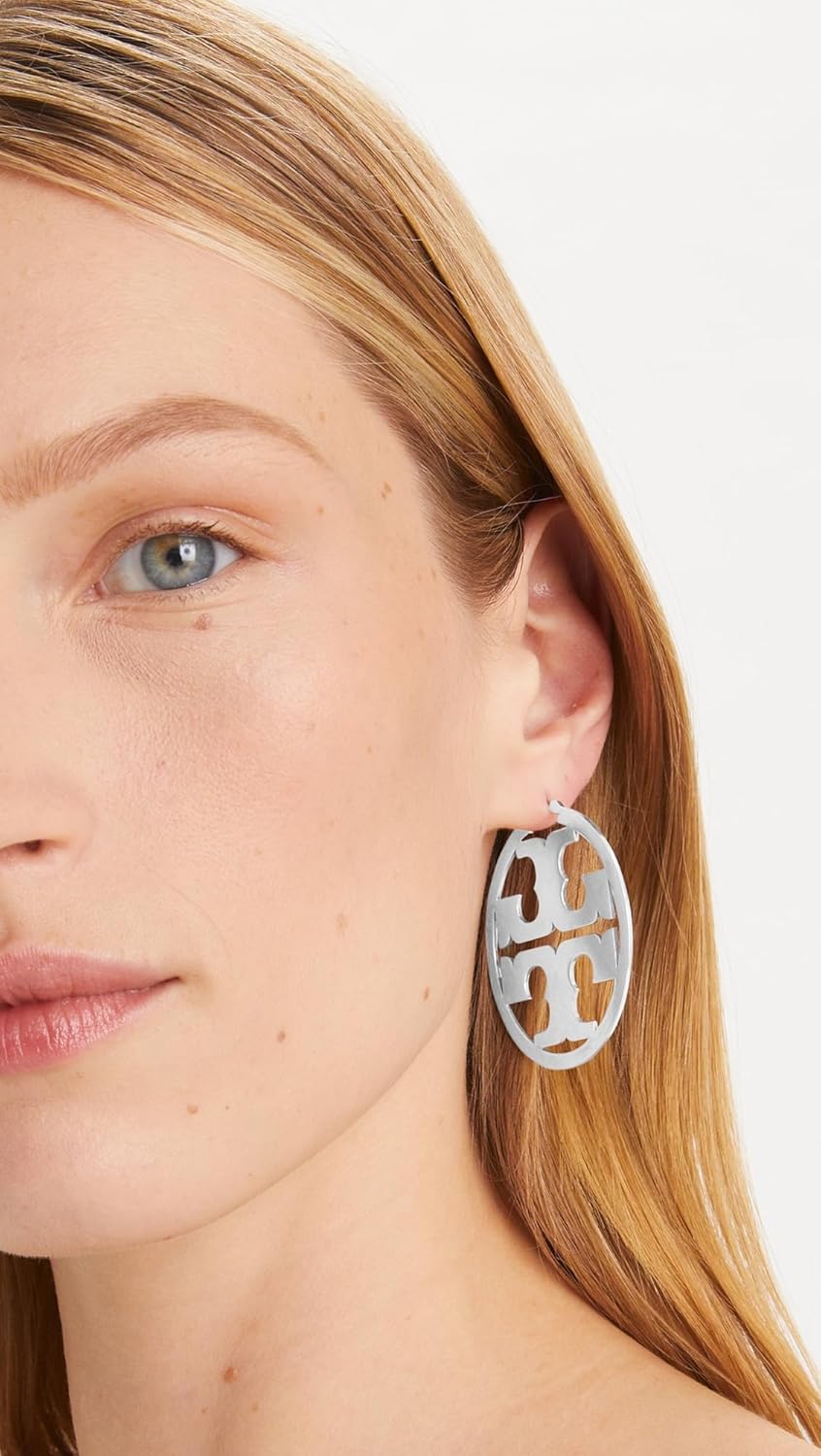 Tory Burch Women's Large Icon Hoop Earrings - Image 2