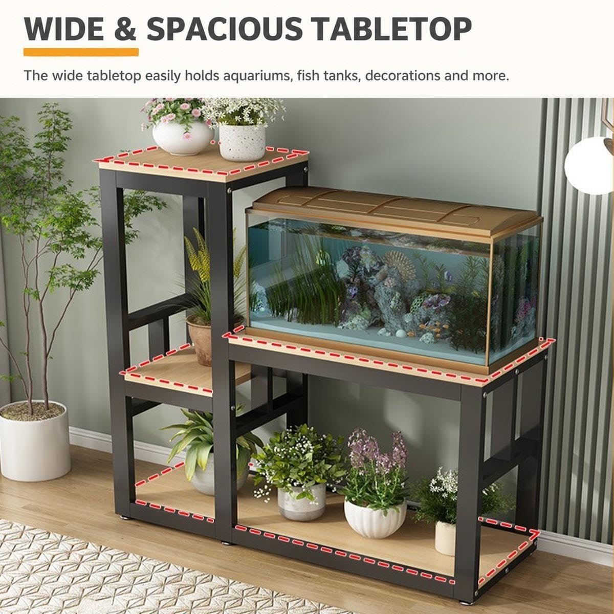 Soporte para acuario, robusto acuario con soporte lateral
