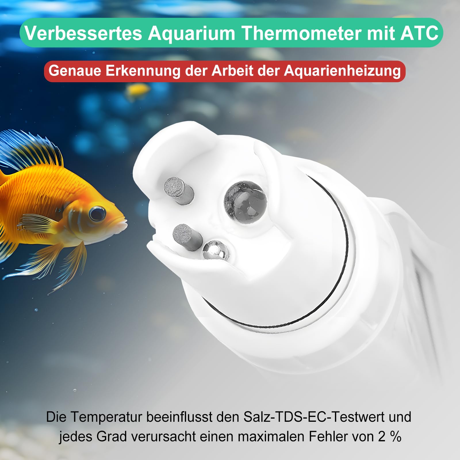 Meer Aquarium Salz Tester, Wasser pH Messgerät, TDS EC Messgerät für Süßwasseraquarien, Digitales Leitfähigkeits Messgerät, pH TDS für Koiteiche, Riffaquarien, Aquaponik PPM pH EC Salzgehalt Lesegerät