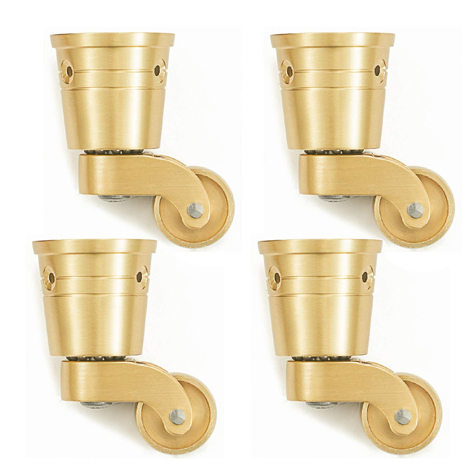 Lot De 4 roulettes, roulettes Vintage en Laiton Massif De 2,2 Cm, Roues Pivotantes À 360 ° Robustes, roulettes Rondes Antiques, pour Pieds De Piano De Canapé De Remplacemen,