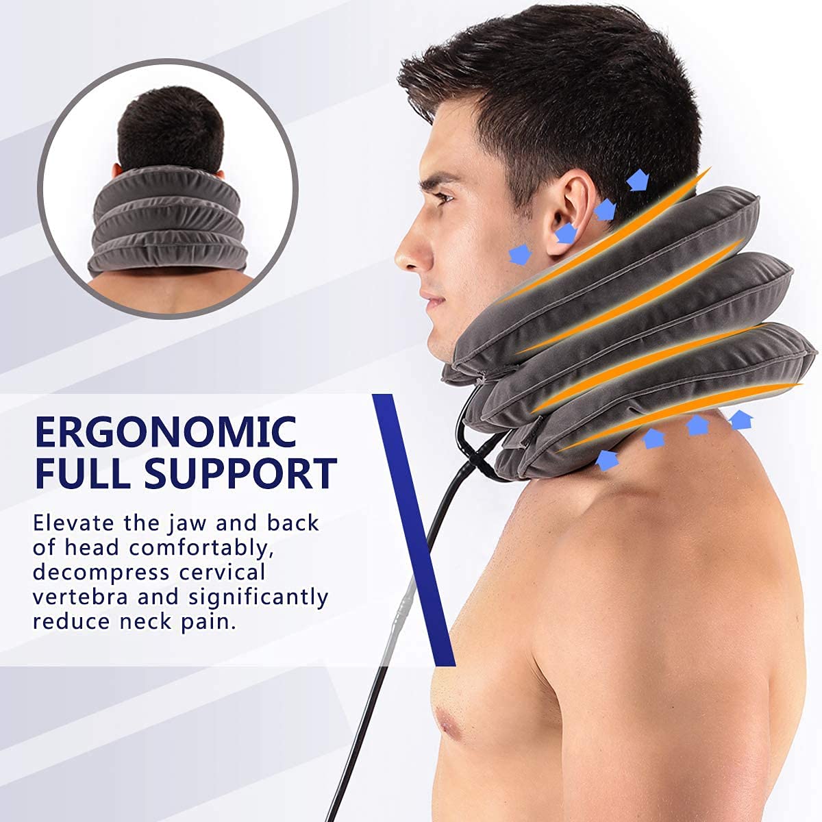 MEZON Polyester ARURA (Label) Cervical Neck Traction Device for Neck Pain Relief - Inflatable & Adjustable Neck Stretcher Neck Support Brace Neck Pillow Neckline Pillow (Multicolor) 2