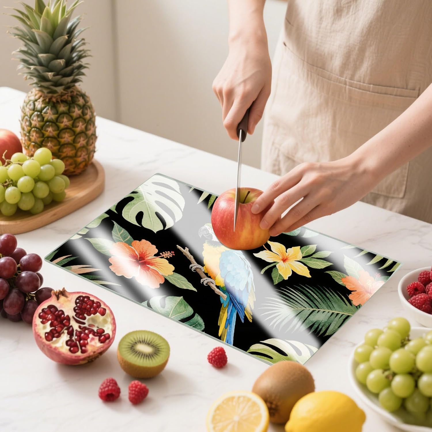 CALCA 12Pack Sublimation Glass Cutting Board 8in x 11in Tempered Glass Cutting Board Sublimation Blanks Anti Slip Glossy Cutting Boards Plate Chopping Board for Kitchen with Smooth Surface