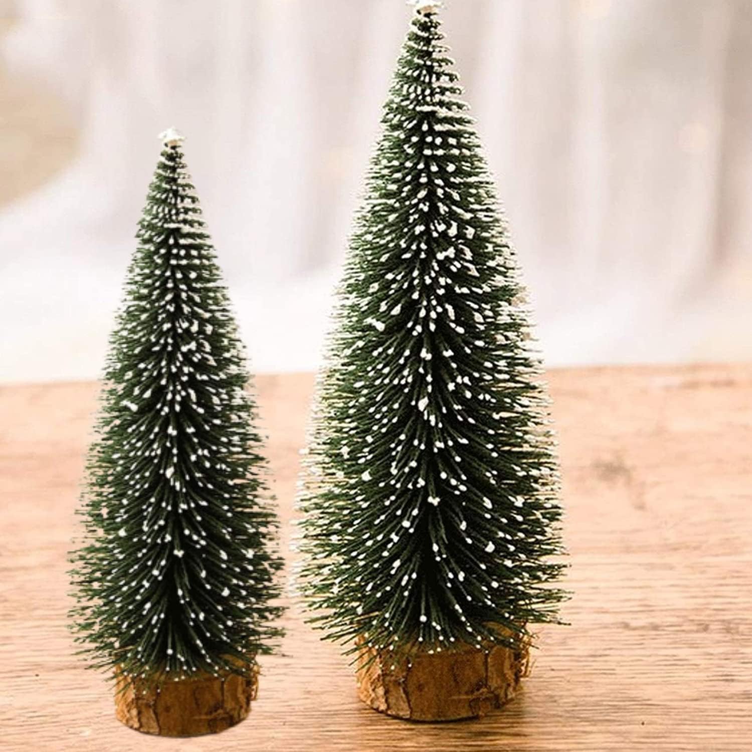 Webelkart Premium Artificial Mini Christmas Tree Table Decor Tree with Wooden Base - Christmas Xmas Table Top Tree for Home Office Living Room Decor - Christmas Decoration (Set of 2)