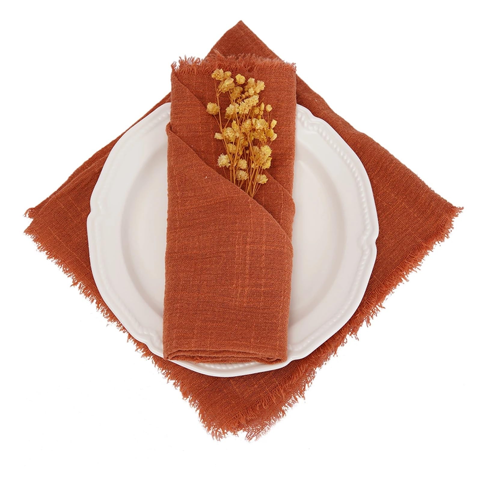Tovaglioli di cotone da 24 pezzi, 32x32 cm, strofinacci, decorazioni for la tavola Natale, tovaglioli Burrs