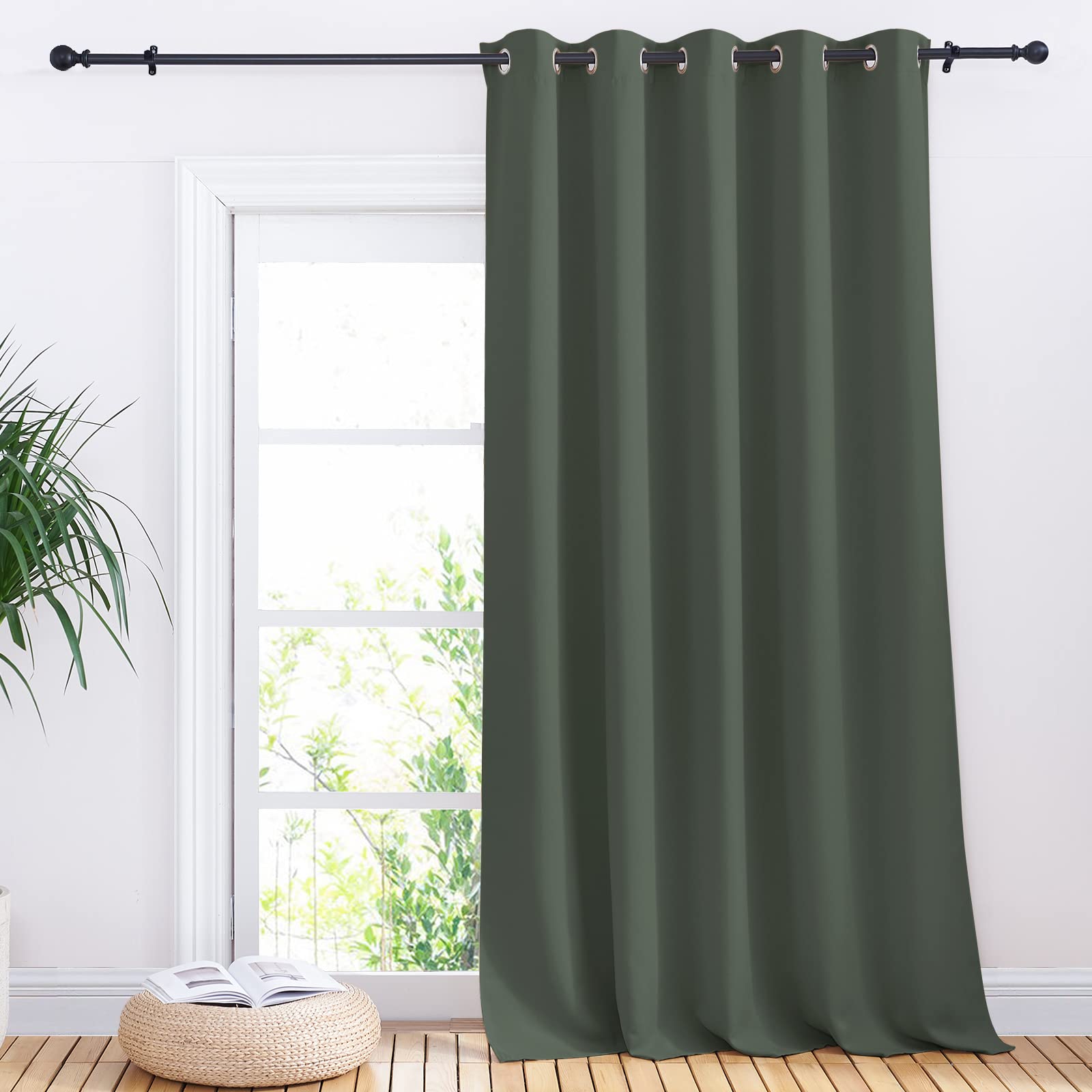 NICETOWN Window Blackout Curtain Panel for Living Room, Dark Mallard, 1 Panel, 70 x 95 inch, Thermal Insulated Blackout Drape/Drapery for Loft, Guestroom